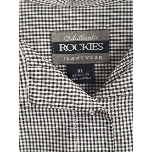 ROCKIES Black White Checkered 3/4 Sleeve Button Down Top Women’s Size XL - Picture 2 of 6